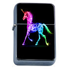 Unicorns D11 Flip Top Oil Lighter Wind Resistant Flame Mythical Creatures