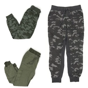 Justice Girls Cargo Pants Camo Plain Green Gray School Pockets Sz 10 12 - Picture 1 of 13