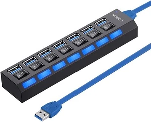 Dockingstationen Nabe 7 Tor USB 3.0 Steckdosenleiste Schalter PC Laptop Notebook - Bild 1 von 7