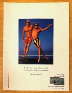 AMERICAN EXPRESS—OLYMPIAN SWIMMERS ROWDY GAINES STEVE LUNDQUIST—1988 MAGAZINE AD - Imagen 1 de 1