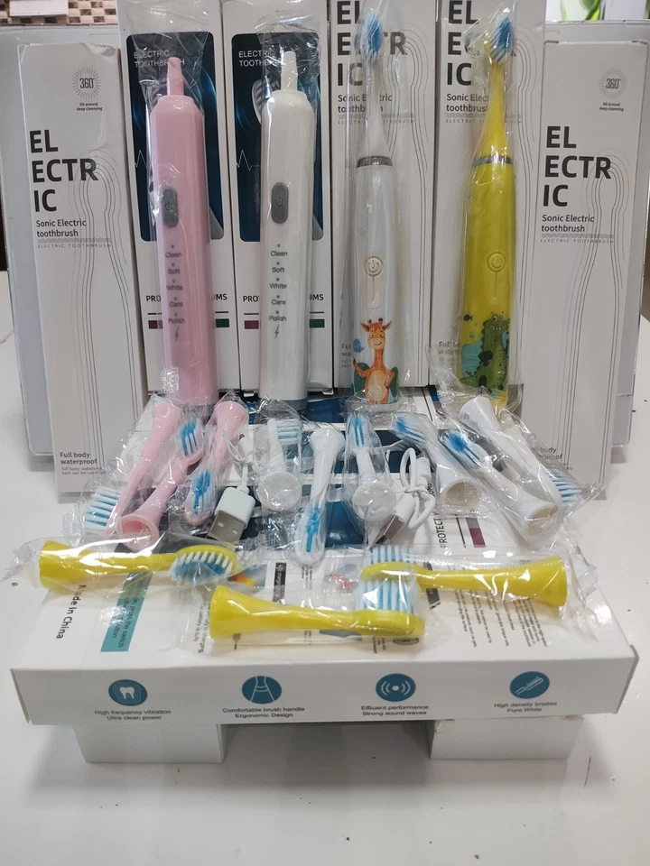 Set 04. Sonic Electric Toothbrush Rechargeable Brush Heads Travel Case Adult Kid - Image 1 of 4