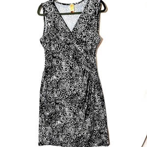 LEL Long Elegant Legs Womens Dress Sz M Ruched Waist Sleeveless Black White USA - Picture 1 of 12