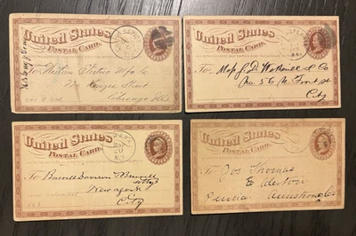 1870s UX1 UX3 POSTAL CARD Letter Lot Chicago New York Pennsylvania Hand Stamped - Image 1 of 4