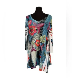 Jostar Slinky Travel Knit Blouse 3/4 Sleeves Floral Top Tunic - Picture 1 of 8