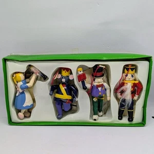 Midwest Importers Of Cannon Falls Box Of Four Wooden Nutcracker Ornaments In Box - Picture 1 of 6