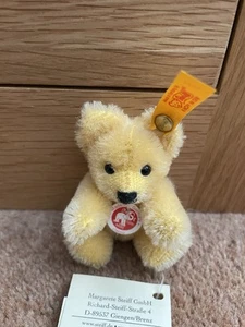 Steiff Jointed July Yellow Mohair Teddy Bear With Tag In Box 662874 - Picture 1 of 11