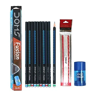 Doms Fusion Xtra Super Dark Pencil Box 30 Pcs | Smooth Grip Free Eraser & Scale - Image 1 of 4