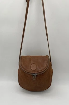 Bolso Bandolera Vintage Unisa Cuero Marrón Coñac Correa Ajustable Solapa Foto 1 de 4