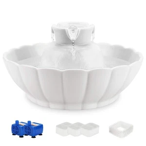 IPETTIE TRITONE CERAMIC CAT WATER FOUNTAIN, HEAVY-DUTY WATERER FOR PETS - WHITE - Picture 1 of 5