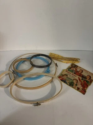 Vintage Sewing Items Including One Metal Spring Tension Embroidery Hoop-Various - Image 1 of 4