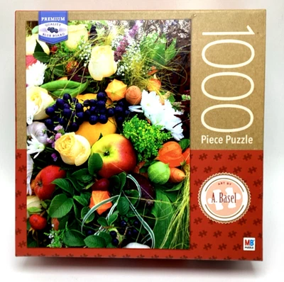 MILTON BRADLEY Puzzles - A. Basel; Fruit & Flowers 1000p, 20x27" 2018 BLUEBOARD - Image 1 of 4