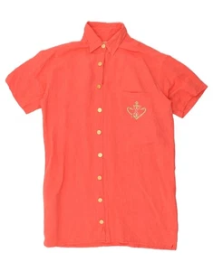 ICEBERG Womens Short Sleeve Shirt EU 42 Large Pink Linen AM02 - Picture 1 of 3