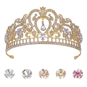 6cm High Crystal Tiara Crown Wedding Bridal Queen Girls Princess Prom 4 Colours - Picture 1 of 12