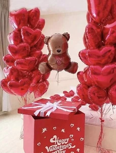 10Pcs 18” Red Heart Shaped Mylar Foil Balloons Party Decor Anniversary Romantic - Picture 1 of 11