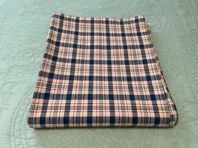 Vintage Ralph Lauren Queen Flat Sheet Oakley Plaid Blue Red Plaid Cotton - Image 1 of 4