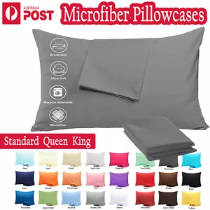 2PCS 1800TC Pillow Cases Hotel Quality Pillowcase Standard/European/Queen/King - Picture 1 of 21