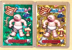 2024 Garbage Pail Kids Sapphire GREEN #/99 & GOLD #/50 Cut-Up Carmen 257a - Picture 1 of 2
