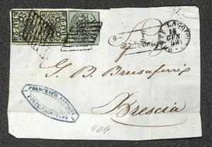 ITALIA ROMAN SCOTT 2 y 3 x2 ESTAMPILLAS PUNTA LAGOSCURO CUBIERTA ASTOLFI 1853 PD - Imagen 1 de 2
