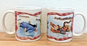 DISNEY WINNIE THE POOH LOT OF 2 WINTER THEME COFFEE MUGS WITH TIGGER AND EEYORE - Picture 1 of 12