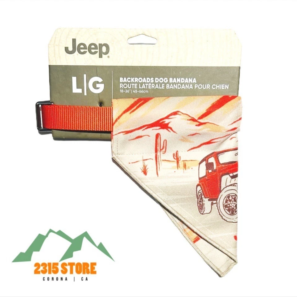 Jeep Backroads Dog Orange Bandana/Collar Adjustable Size Large 18-26” New - Image 1 of 3