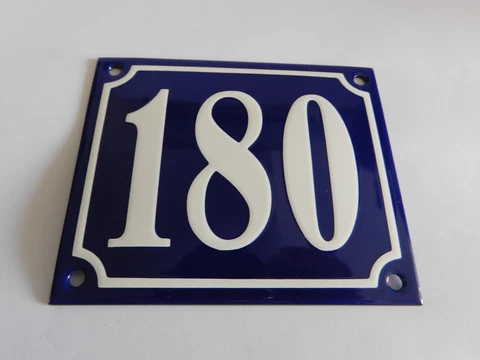 NOS Vintage French Handmade 4.75 x4" Enamel Plaques Street House Number Sign 180 Cover