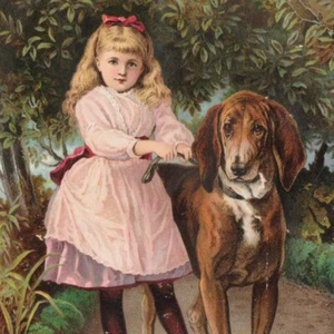 Dr. Jayne's Tonic Vermifuge Quack Medicine Dog & Girl 1880s Victorian Trade Card - Picture 1 of 3