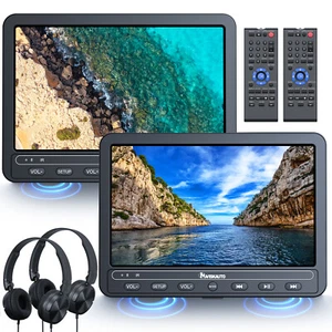 NAVISKAUTO 10.5" Dual Screen Portable DVD Player Car TV W/Headset (2XDVD Player) - Picture 1 of 9