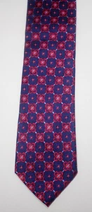 TED BAKER BLUE w/ RED GEOMETRIC WOVEN 100% SILK NECK TIE 60" - Picture 1 of 10