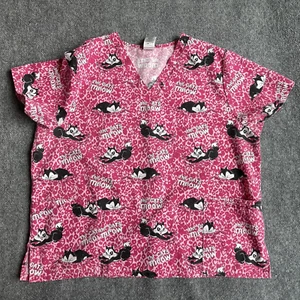 WB Women's Scrub Top Penelope Cat 2X Warner Brothers - Picture 1 of 8