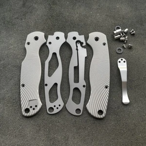 1 Set Titanium Alloy Handle Scales+14C28N Stainless Steel Blade for Spyderco C81 - Picture 1 of 3