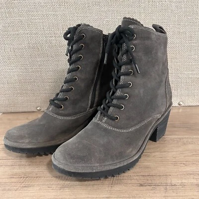 FLY LONDON Wune Lace Up Suede Heel Bootie Diesel Oil Women's Size 41 - US 10 - Image 1 of 4