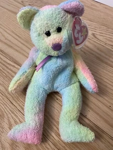 Ty 1999 seltene Beanie Baby im Ruhestand - "Groovy" Batikbär! MWMT! - Bild 1 von 3
