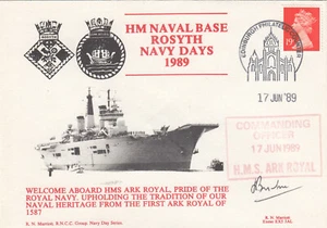 Ark Royal Cachet FIRMADO Rosyth Naval Days GB Cubierta (B) Edimburgo 1989 (145040) - Imagen 1 de 1
