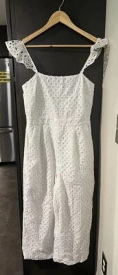 J. Mono Crew Kasana con Volantes en Ojales Bordados Talla 4 Blanco Pierna Ancha NUEVO NUEVO CON ETIQUETAS Foto 1 de 4