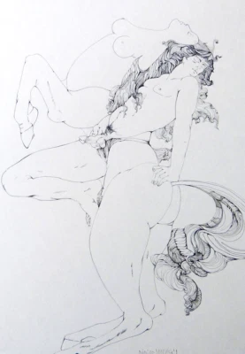 Dessin érotique fantastique de Didier MOREAU vers 1970 proche TREMOIS BELLMER - Photo 1/4