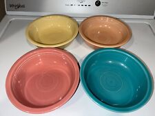 EUC! Set of 4 Fiesta Fiestaware Cereal Bowls Peach Pink Turquoise Yellow PRETTY!