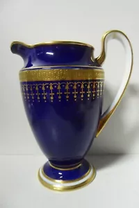 AYNSLEY PORCELAIN COBALT BLUE GILT LIDDED MIK JUG CREAMER - Picture 1 of 10