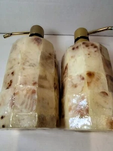 Vintage Capiz Champagner Badezimmer Pumpspender Paar getönte Schale. Selten. Elegant - Bild 1 von 14
