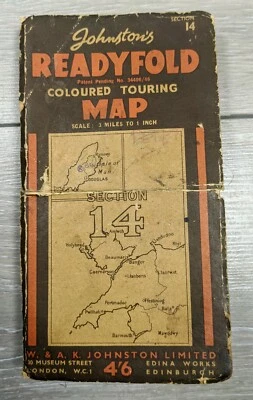 Readyfold Coloured Touring Map c1930 - JOHNSTON - Section 14, Gales Anglesey OIM Foto 1 de 4