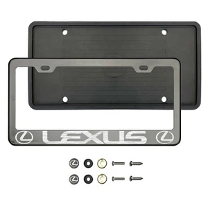 L3xus Laser Etched Black Chrome Stainless Steel License Frame Silicone Guard - Picture 1 of 1