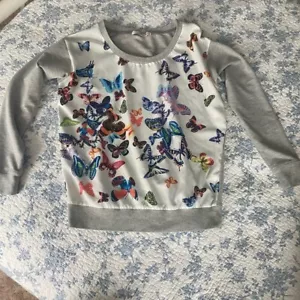 Boston Proper Colorful Butterfly Print Whimsical Crewneck Sweatshirt Size Small - Picture 1 of 9