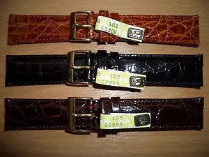 Cinturino per orologio vero coccodrillo coccodrillo, nero, marrone o marrone scuro, diversi Larghezza - Foto 1 di 5
