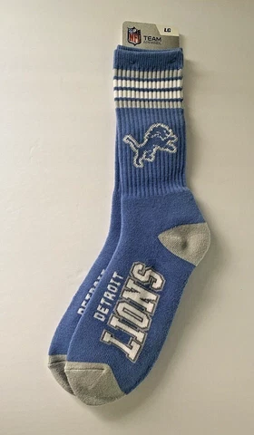 Detroit Lions Crew Socks NFL Apparel Large NEW NWT PERFECT 🦁 Cover
