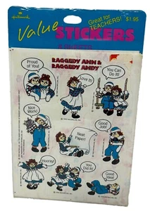Vintage Raggedy Ann Andy Aquarell Punze Aufkleber Lehrer Neu 8 Blatt 1990 - Bild 1 von 5