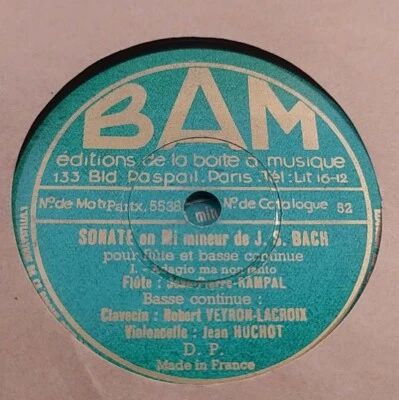 SET 2x 12" 78rpm RAMPAL / LACROIX / HUCHOT - Sonatas BACH Rarer Fr BAM 52/53 EX+ - Photo 1/4