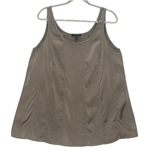 EILEEN FISHER Scoop Neck Tank Medium Moose Brown Silk Charmeuse Career Satin EUC - Picture 1 of 5