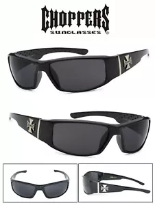 New Choppers Bikers Men Sunglasses - Black (Cross) C24 - Picture 1 of 4