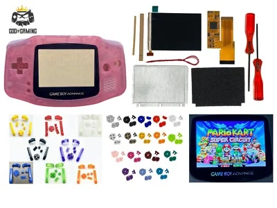 Nintendo Game Boy Advance GBA V2 IPS Backlit LCD Kit Housing Shell PINK PRE-CUT - Image 1 of 4