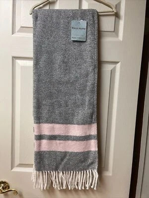 Roca Home Throw Blanket Made In Portugal Cotton Blend Grey Herringbone 50x67 - Image 1 of 4