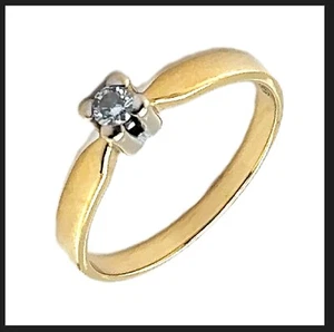 Anello oro 18 kt 750 diamante 0,10 ct RG 54 solitario solitario brillante nuovo cert. DHL - Foto 1 di 24
